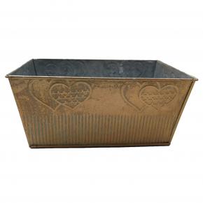 Small rectangle aged french galvanized planters for wholesale