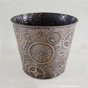 Copper finish clock pattern galvanized bucket planter